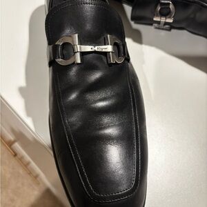 Salvatore Ferragamo Black Leather Men's Loafers Size 13
